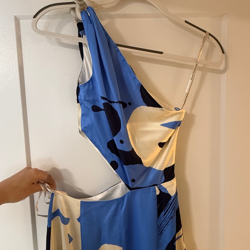 Silvia Tcherassi Blue and White One-Shoulder Dress - Picture 8 of 11